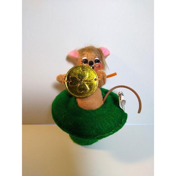 ANNALEE Irish St Patrick's Day Little Mouse Inside Hat Vintage 3.5" Kitsch - Picture 2 of 7